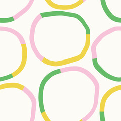 Abstract Seamless Pattern with Hand-Drawn Multicolored Circles. Simple and Playful Texture with Cute Circles. Colorful Organic Shapes Background