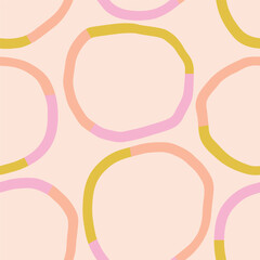 Abstract Seamless Pattern with Hand-Drawn Multicolored Circles. Simple and Playful Texture with Cute Circles. Colorful Organic Shapes Background