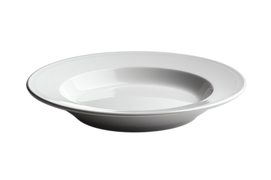 White ceramic bowl on a white isolated background, ideal for serving soups or salads.