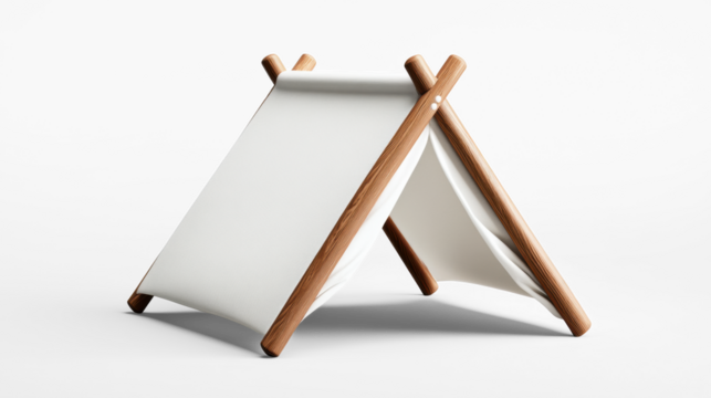 Minimalist Tent with Wooden Frame on Transparent Background