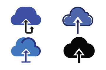 Cloud with Upload Arrow Icon Silhouette – Cloud Storage and Data Transfer Symbol