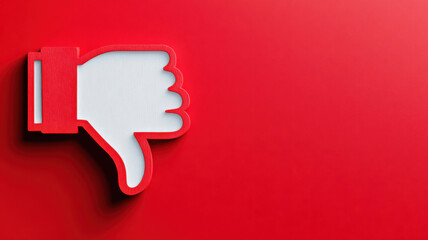 Red thumbs down icon oversized, harassment metaphor