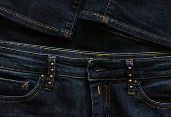 closeup details of denim vintage jeans