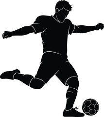 Naklejka premium Soccer Player Kicking Ball Silhouette Vector