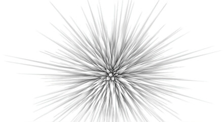 Abstract White and Gray Spiked Fractal Explosion with Transparent Background