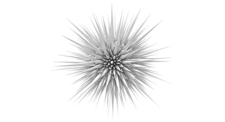 Fototapeta premium Abstract White Burst Sphere with Spikes on Transparent Background in Digital Art Style