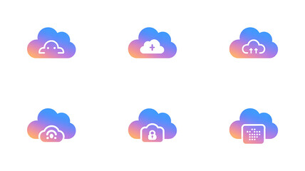 Cloud computing services icons vector illustration for data storage and networking solutions Isolated on a transparent background