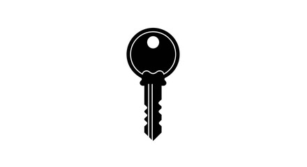 Minimalist black silhouette of a classic key.