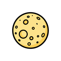 Cartoon Moon with Craters and Black Outline