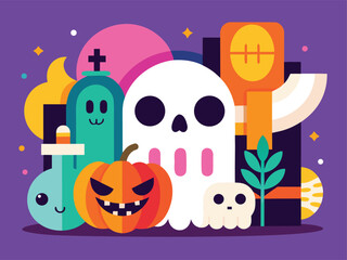 Cute Halloween Vector Illustrations Set