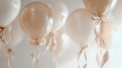 Elegant Minimalist Party Decor Featuring Beige and White Balloons in Refined Celebration Ambience