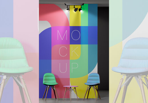 Office Waiting Room Decorative Wall paper Mockup