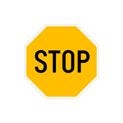 STOP yellow road sign