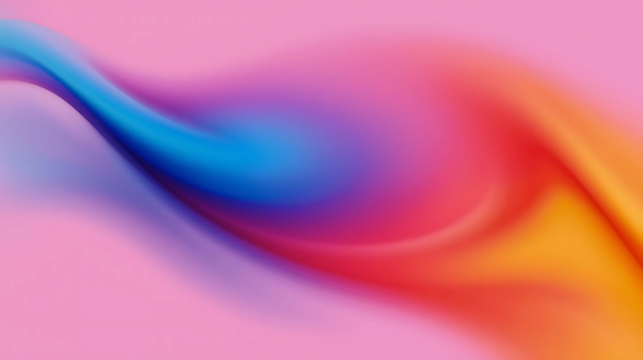 Abstract colorful gradient background with flowing smooth wave blending blue red and orange on pink backdrop, dynamic vibrant motion design for modern creative art decor