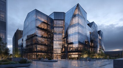 Modern glass building exterior design