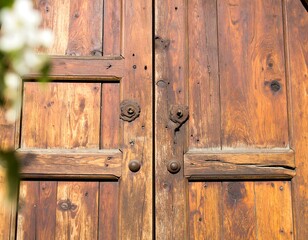 Aged wooden double doors