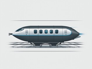 Futuristic high-speed train running on railway track