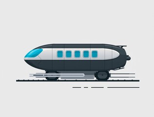 Naklejka premium Futuristic high-speed train running on railway track