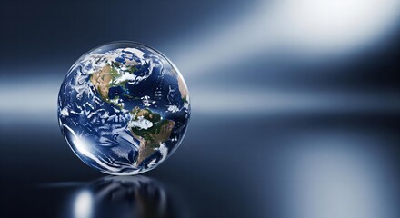 Orbital Elegance: A Tilted Glass Planet Earth Evoking a Sense of Space and Modern Technology.