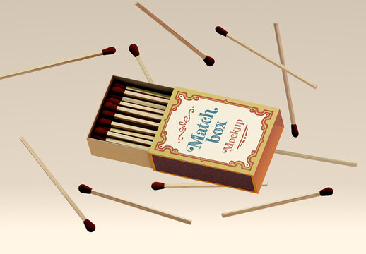 Matchbox Scattered Matches Mockup