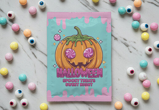 Halloween Themed Candy Bag Mockup
