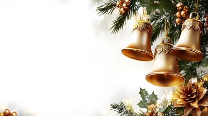 Christmas bells decorated with pine branches and ornaments create a festive atmosphere for the holiday season