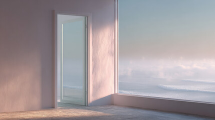 Fototapeta premium capture essence of modern architecture with smooth forms glass and wood