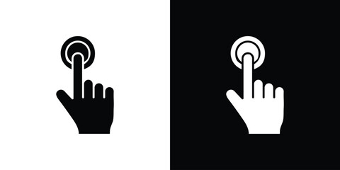 finger tap icon. The black silhouette vector