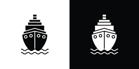 Ship icon. The black silhouette vector