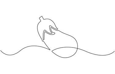 Eggplant in one continuous line art drawing style.