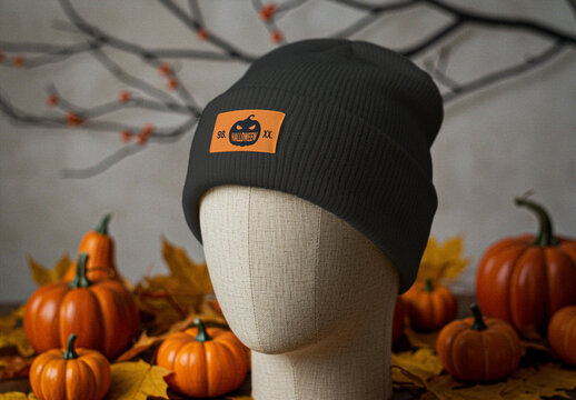 Halloween Themed Beanie Mockup