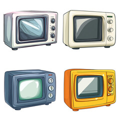 Microwave in a vector cartoon style, isolated white background
