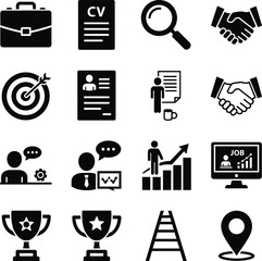 Job search and career development icons for business and employment