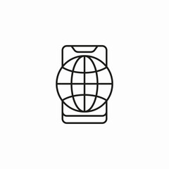 mobile internet globe icon sign vector