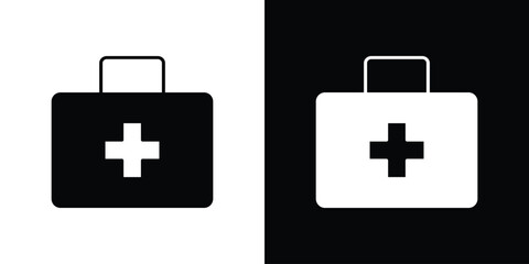 First aid kit icon. The black silhouette vector