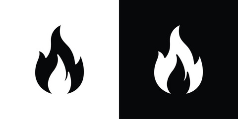 Fire icon. The black silhouette vector