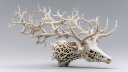 Ornate deer head sculpture