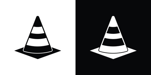 Construction cone icon. The black silhouette vector