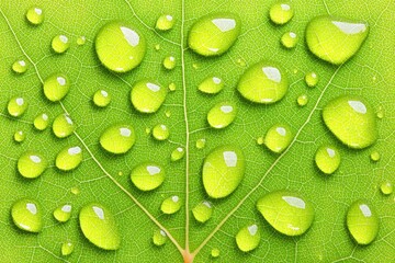 Water droplets on a vibrant green leaf (3)
