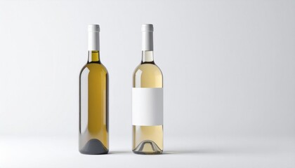 Fine Wine Duo: A stunning showcase of two elegantly designed wine bottles, highlighting their refined aesthetic, perfect for conveying sophistication and taste.