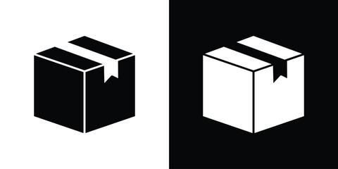 Box icon. The black silhouette vector