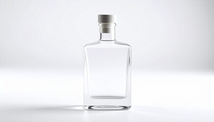 Elegant Decanter of Tranquility: A pristine, rectangular glass decanter, its sleek form exuding purity and refinement, stands poised with a natural cork stopper.