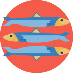 Depicts a whole fish, signifying seafood, fishing, or marine cuisine.