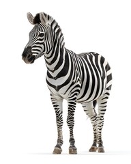 Zebra standing isolated on white background