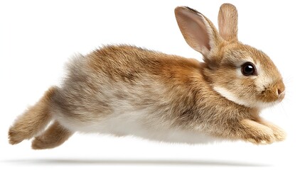 Obraz premium Rabbit hopping isolated on white background