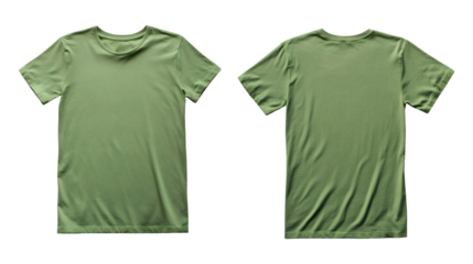Fuji Green Plain T-Shirt Mockup Front and Back View on Transparent Background