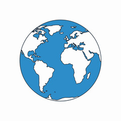Stylized World Globe with Blue Oceans and Continents