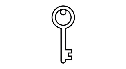 Simple Black Outline of a Classic Key Design.