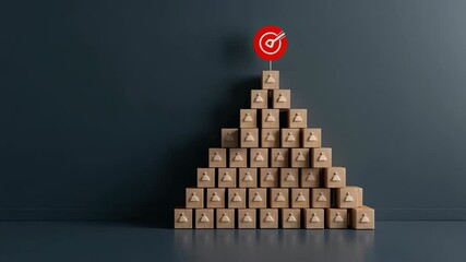 Creative arrangement of boxes forms a pyramid shape, emphasizing organizational techniques and success mindset principles