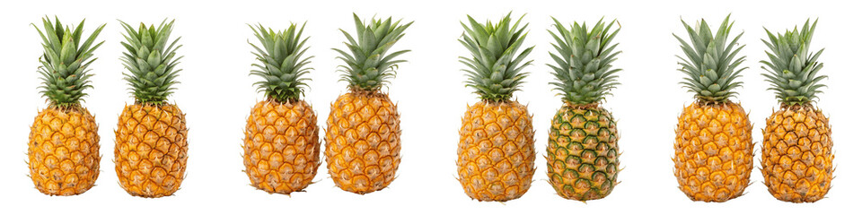 Fototapeta premium set for Several ripe pineapples isolated on transparent background